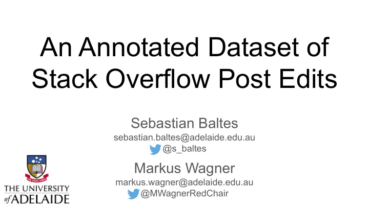 an annotated dataset of stack overflow post edits