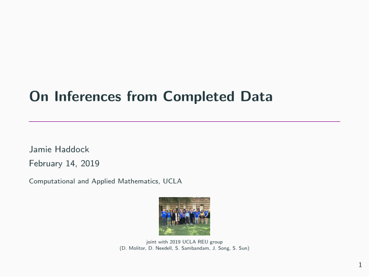 on inferences from completed data