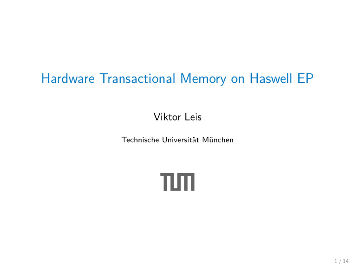 hardware transactional memory on haswell ep