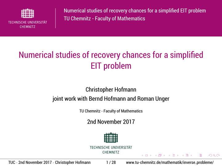 numerical studies of recovery chances for a simplified