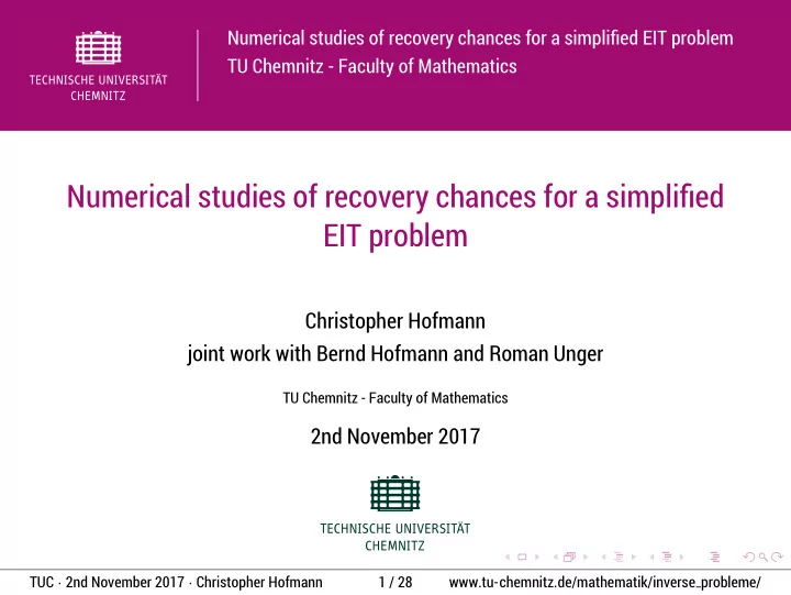 numerical studies of recovery chances for a simplified