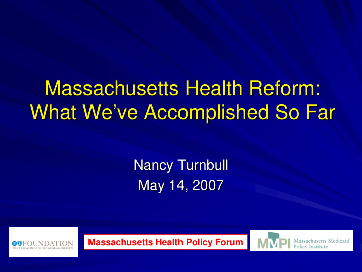 massachusetts health reform massachusetts health reform