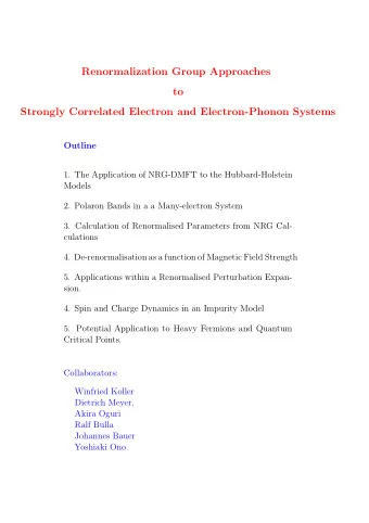 Renormalization Group Approaches  to  Strongly Correlated Electron and Electron-Phonon Systems