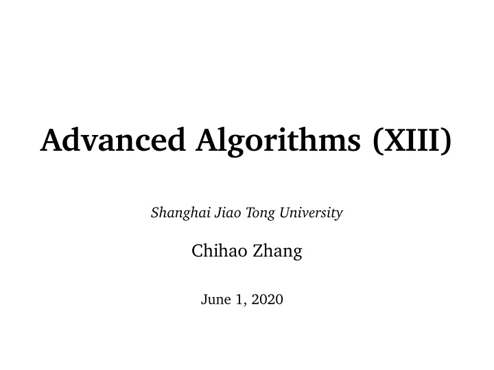 advanced algorithms xiii