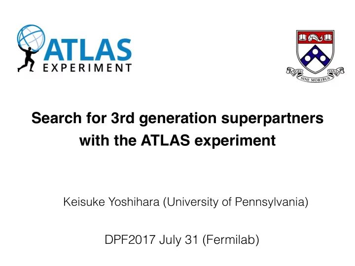 search for 3rd generation superpartners with the atlas