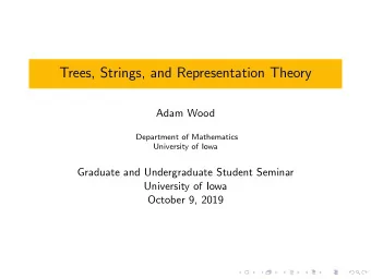 Trees, Strings, and Representation Theory  Adam Wood  Department of Mathematics  University of Iowa