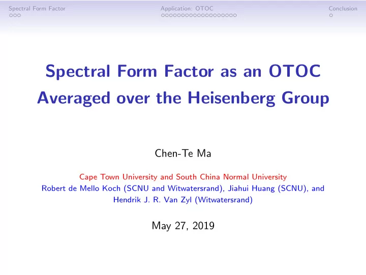 spectral form factor as an otoc averaged over the