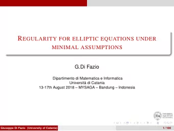 Lecture 1 - Introduction to the problem of regularity  Giuseppe Di Fazio (University of Catania)  2