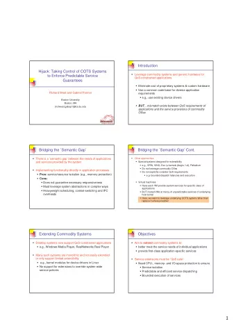 First-class Services  First-class Services cont.  Where possible, have same capabilities as