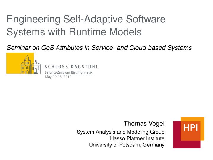 engineering self adaptive software systems with runtime
