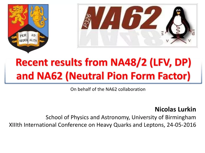 and na62 neutral pion form factor