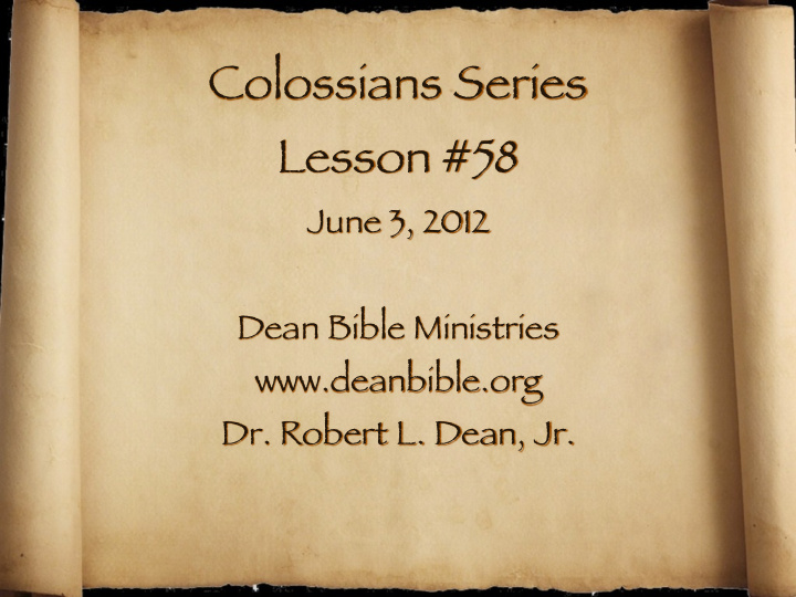 colossians series lesson 58