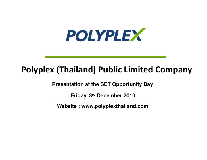 polyplex thailand public limited company polyplex