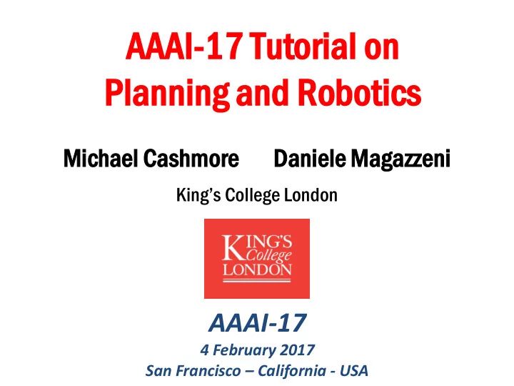 aaai aaai 17 17 tu tutoria orial l on on