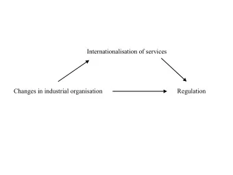 Internationalisation of services  Changes in industrial organisation  Regulation  Which Regulation?