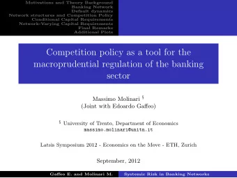 Competition policy as a tool for the  macroprudential regulation of the banking  sector Massimo