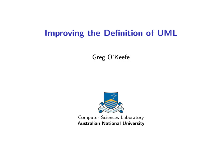 improving the definition of uml