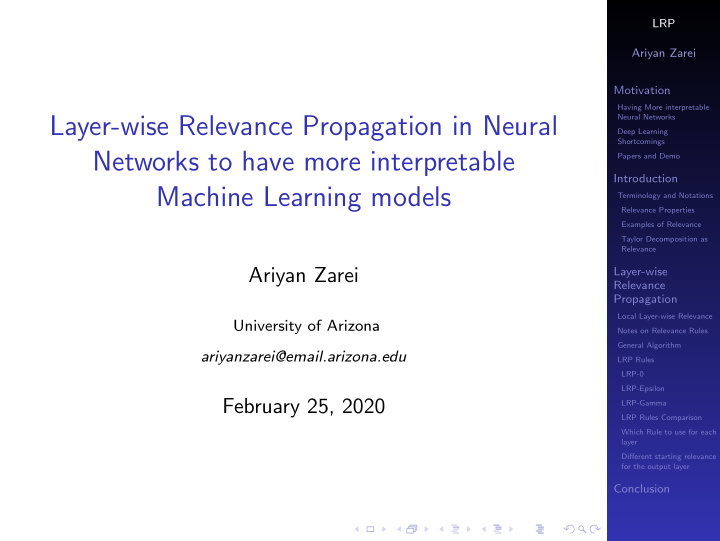 layer wise relevance propagation in neural