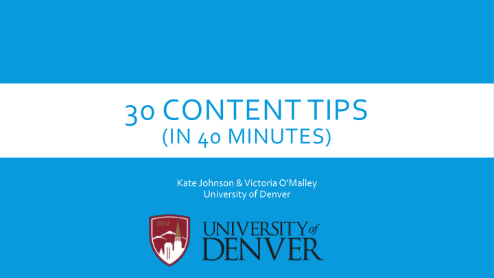 30 content tips