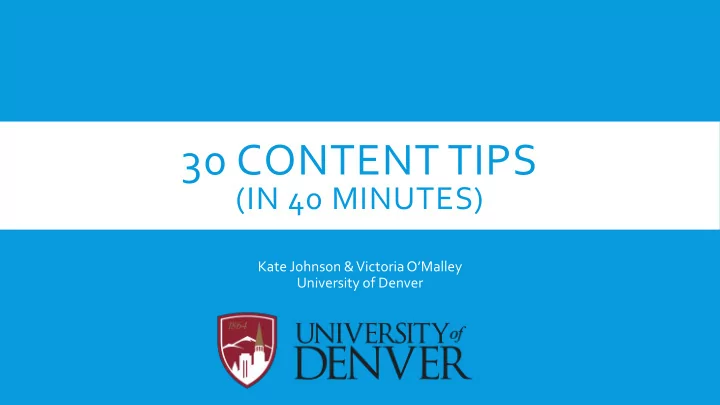 30 content tips