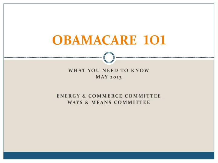 obamacare 101