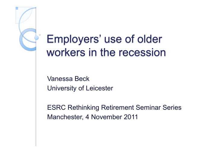 vanessa beck university of leicester esrc rethinking