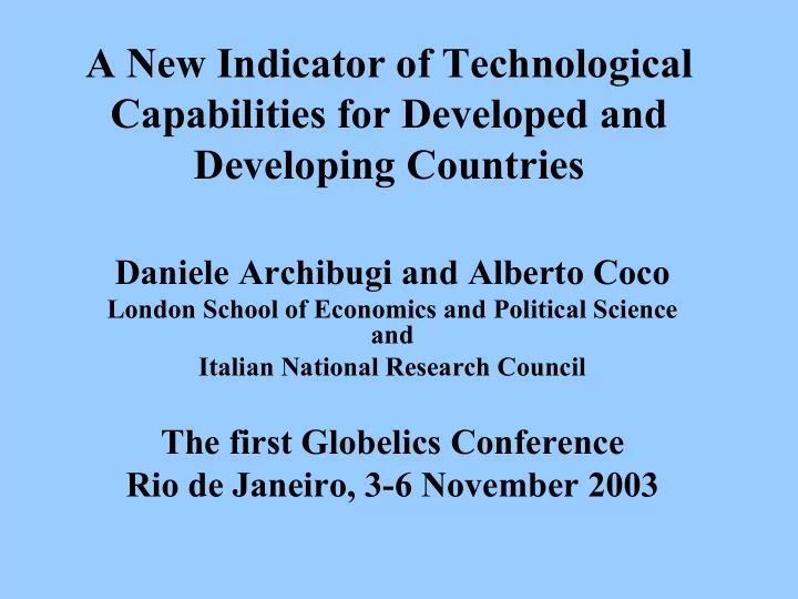 a new indicator of technological capabilities for