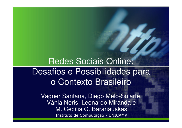 redes sociais online desafios e possibilidades para o