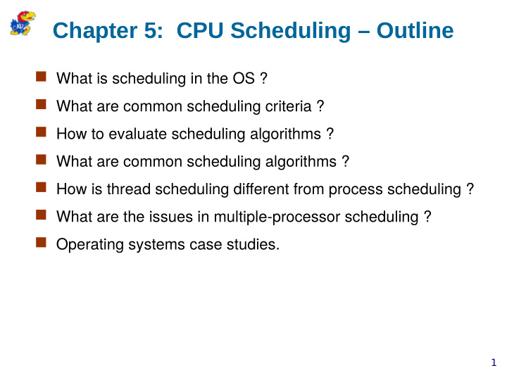 chapter 5 cpu scheduling outline