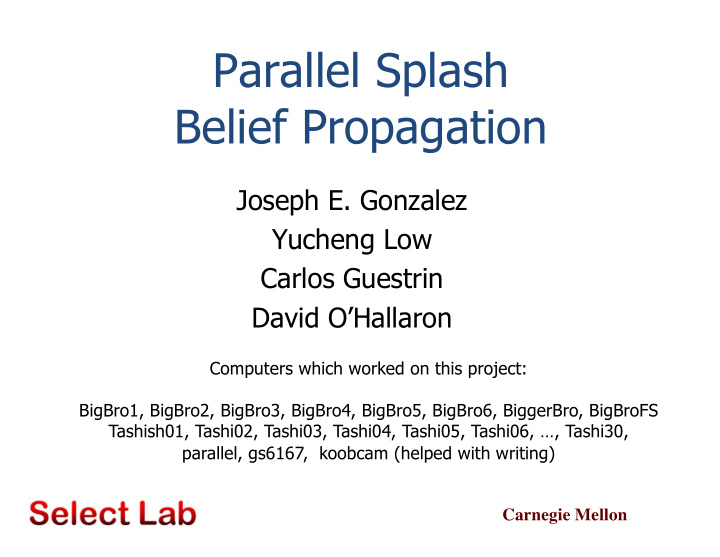 parallel splash belief propagation