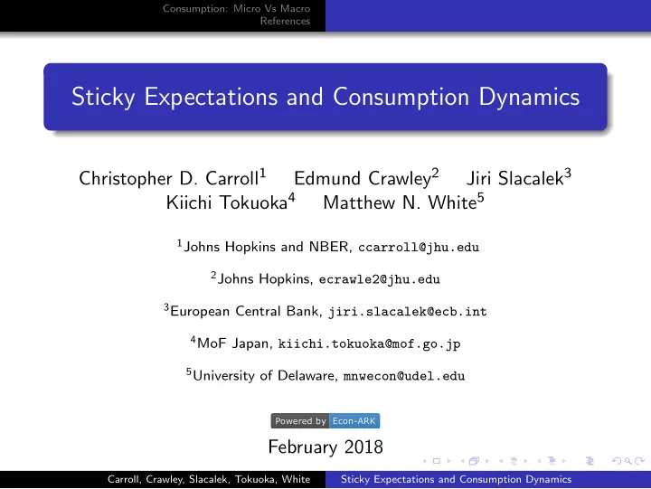 sticky expectations and consumption dynamics