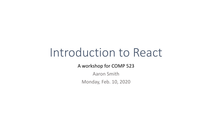 introduction to react