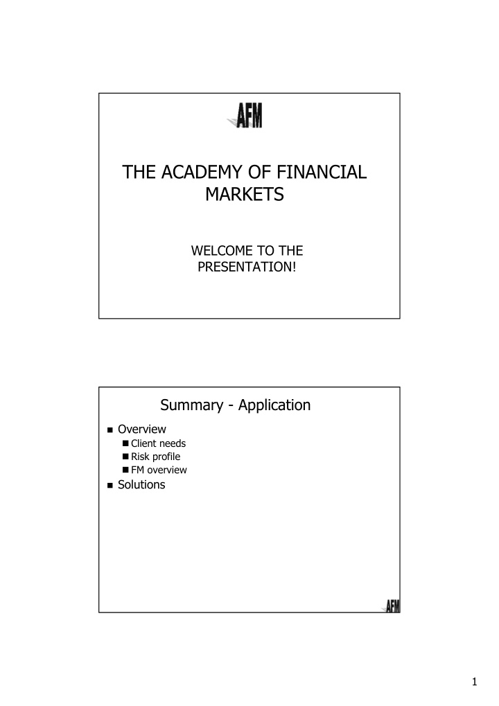 the academy of financial markets