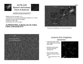 ASTR 1120  REVIEW  General Astronomy: Stars &amp; Galaxies  NNOUNCEMENTS   Midterm #3 this
