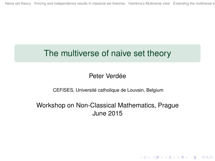 the multiverse of naive set theory
