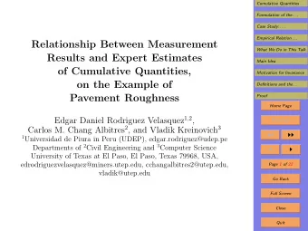 Relationship Between Measurement  What We Do in This Talk  Results and Expert Estimates  Main Idea
