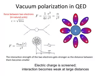 Vacuum$polariza1on$in$QED$  force$between$two$electrons$ + !  (in$natural$units)$   - ! e = 4