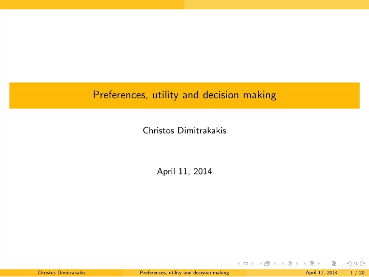 preferences utility and decision making