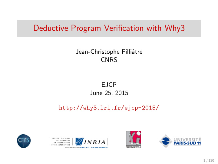 deductive program verification with why3