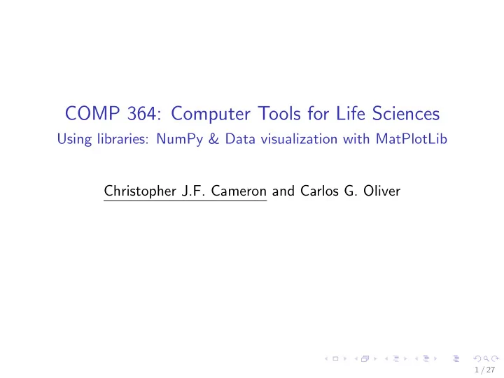comp 364 computer tools for life sciences