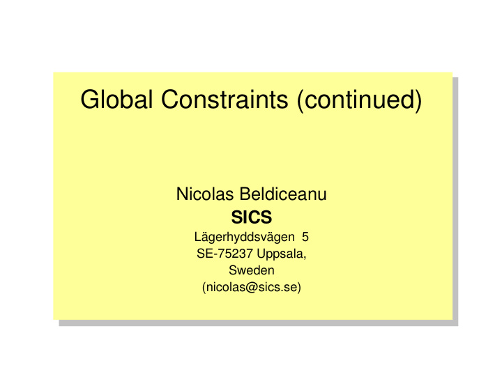 global constraints continued