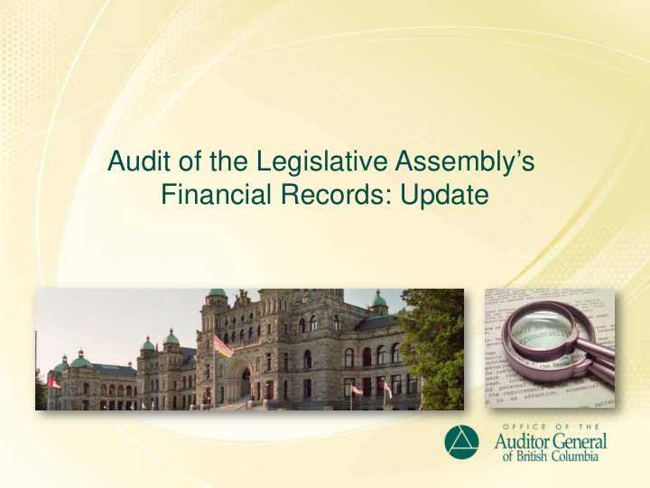 audit of the legislative assembly s financial records