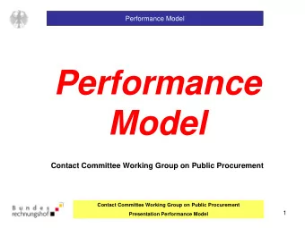 Performance  Model  Contact Committee Working Group on Public Procurement  Contact Committee