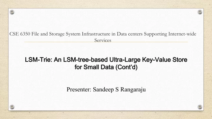 lsm sm tr trie ie an an lsm sm tre ree base ased d ultra