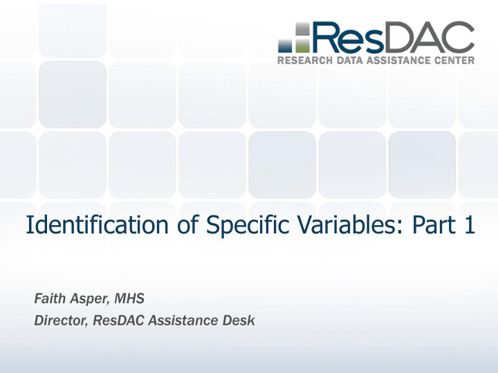 identification of specific variables part 1