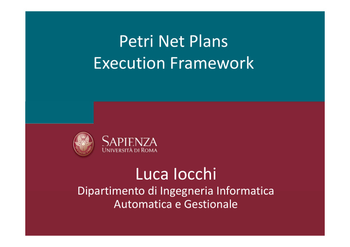 petri net plans execution framework luca iocchi