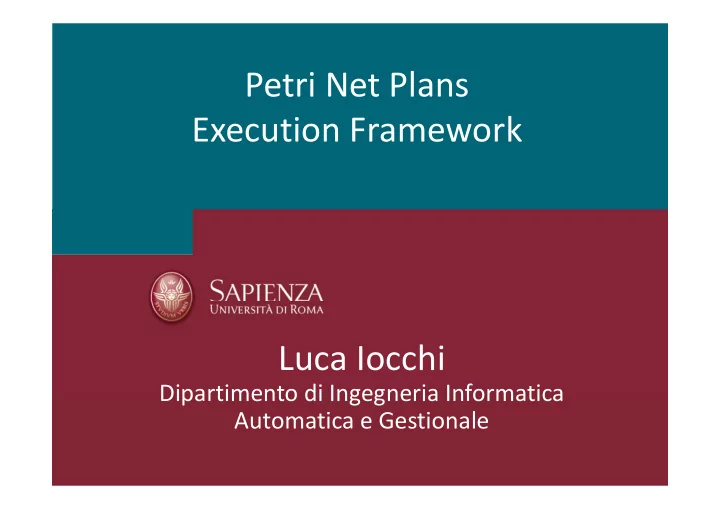 petri net plans execution framework luca iocchi