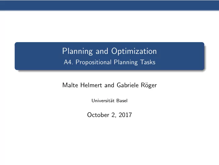 planning and optimization