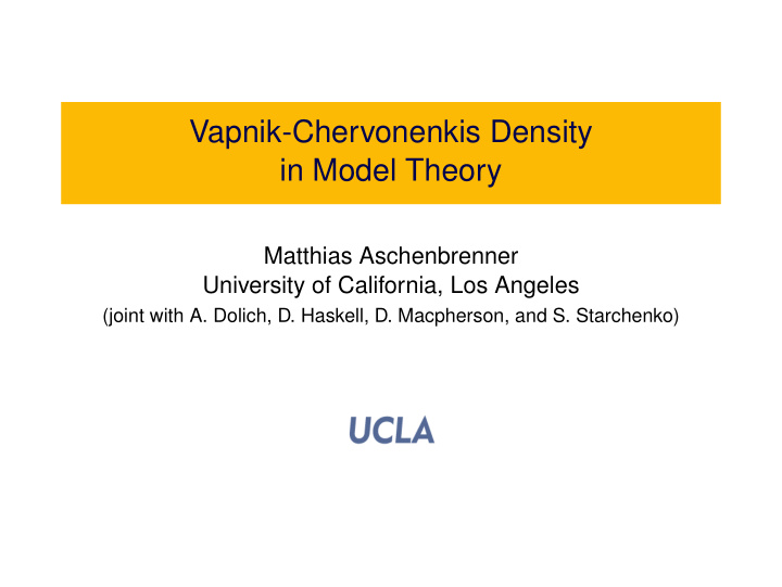 vapnik chervonenkis density in model theory