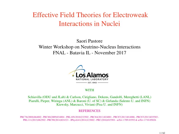 effective field theories for electroweak interactions in